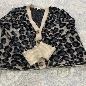 Willow & Clay Black and Tan Animal Print Cardigan